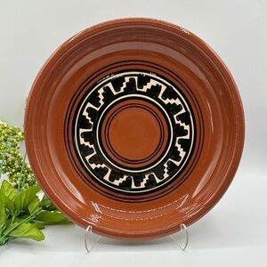Hand Made Terracotta Artist Signed Dish, large 11.5” wide